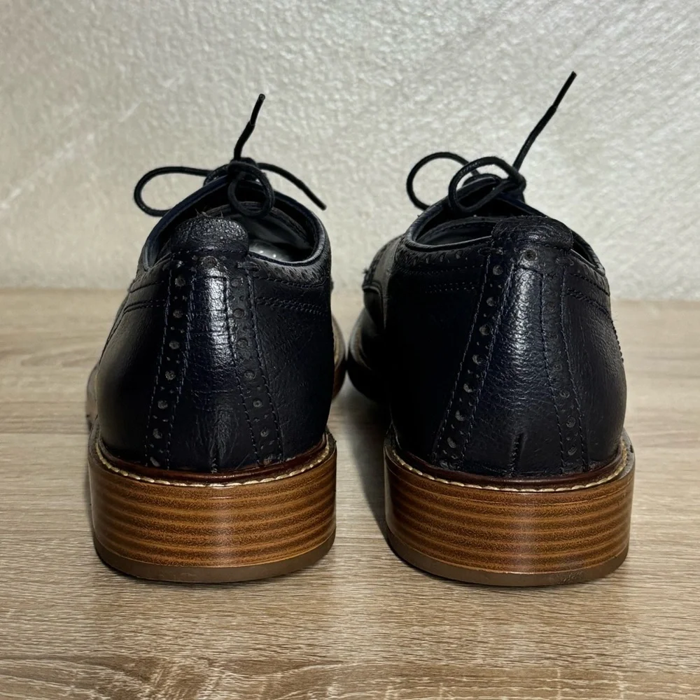 Cole Haan Men’s 8.5 Navy Blue Leather Oxford Lace Up Work Office Dress Shoes